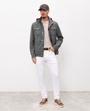 ISAIA Chiaja white jeans with logo patch PND005DJICO