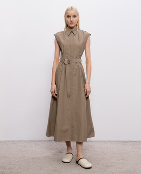 Brunello Cucinelli Brown shirt dress with monil chain ML140A5286