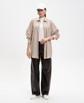 Babe Pay Pls Beige wool check shirt 11099091334