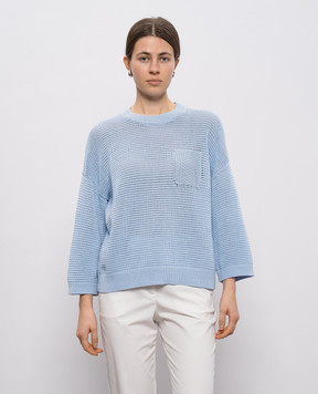 Peserico Blue openwork jumper with chain A99076F059312B