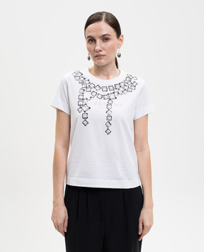 Givenchy Deconstructed Crystals White T-Shirt BW70FJP7ER