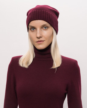 Allude Burgundy cashmere hat with lapel 26511245