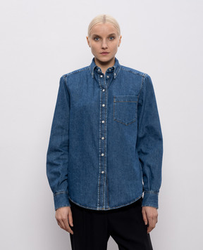 Thierry Mugler Blue denim shirt with accent shoulders 26P6TO08412032