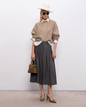 Brunello Cucinelli Beige wool sweater with lurex MGG270510P
