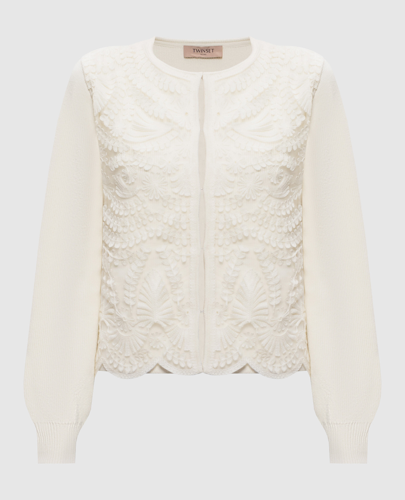 

White wool cardigan with logo Twinset