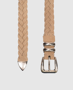 Brunello Cucinelli Beige suede braided belt MAURP253