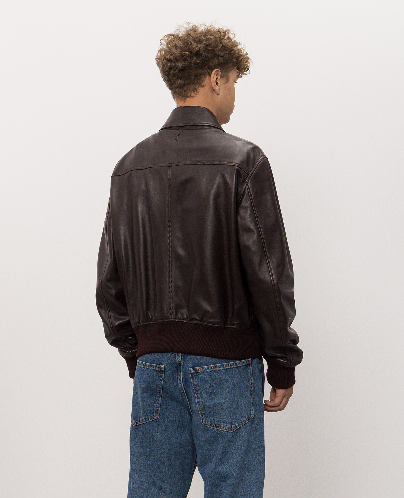 Burgundy leather jacket Ami Paris 4