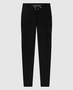 Marco Pescarolo Black wool and cashmere cargo pants TOR5429