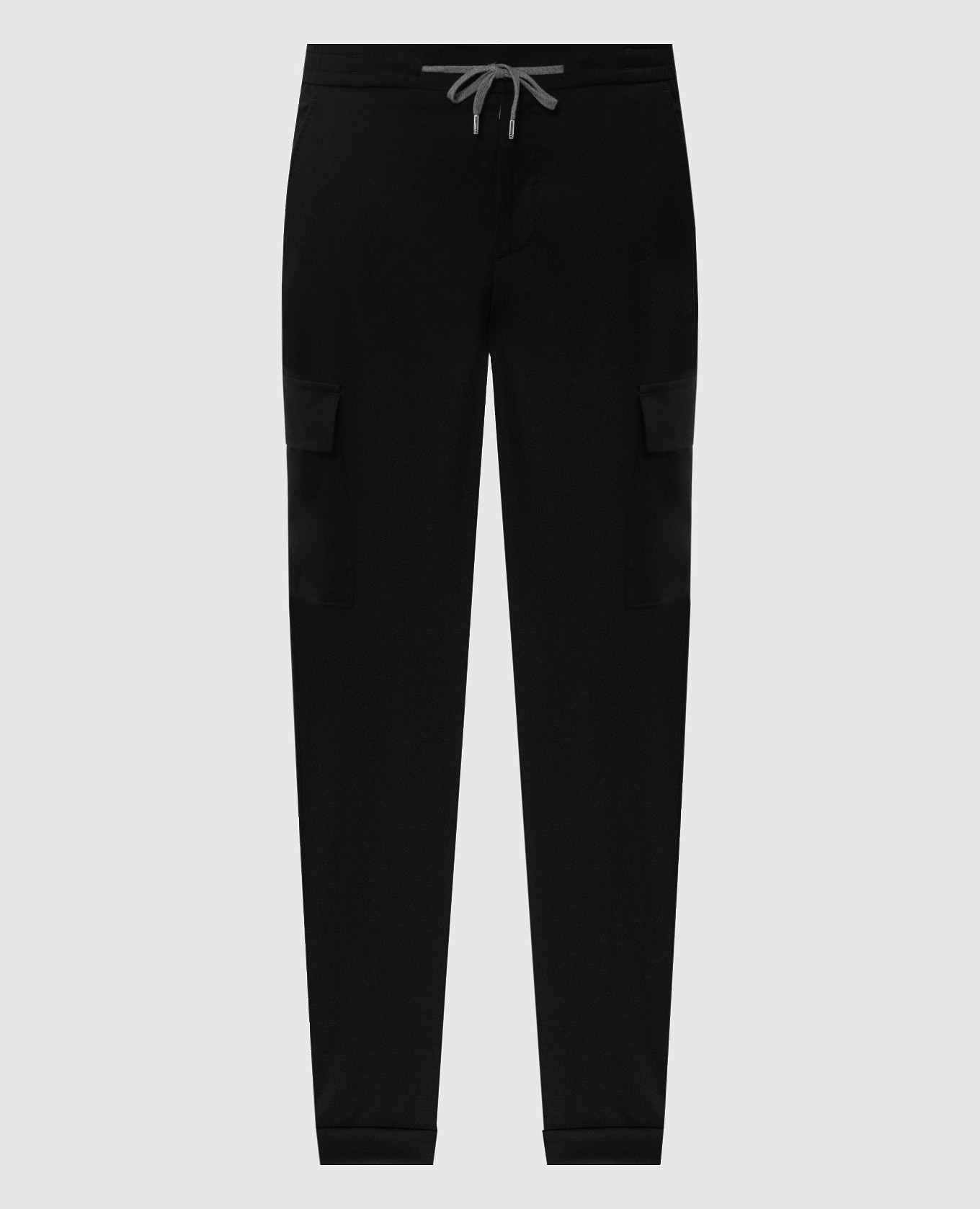 Black wool and cashmere cargo pants