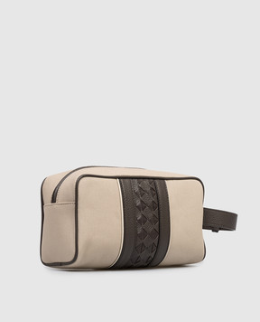 Serapian Beige toiletry bag with logo print SRCANMML739524ABJ9