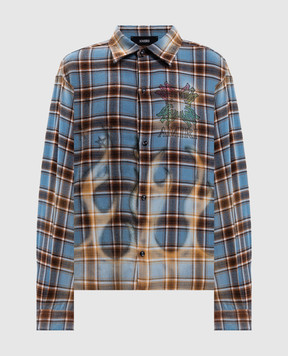 AMIRI Blue checkered shirt with print AMTOSH1187