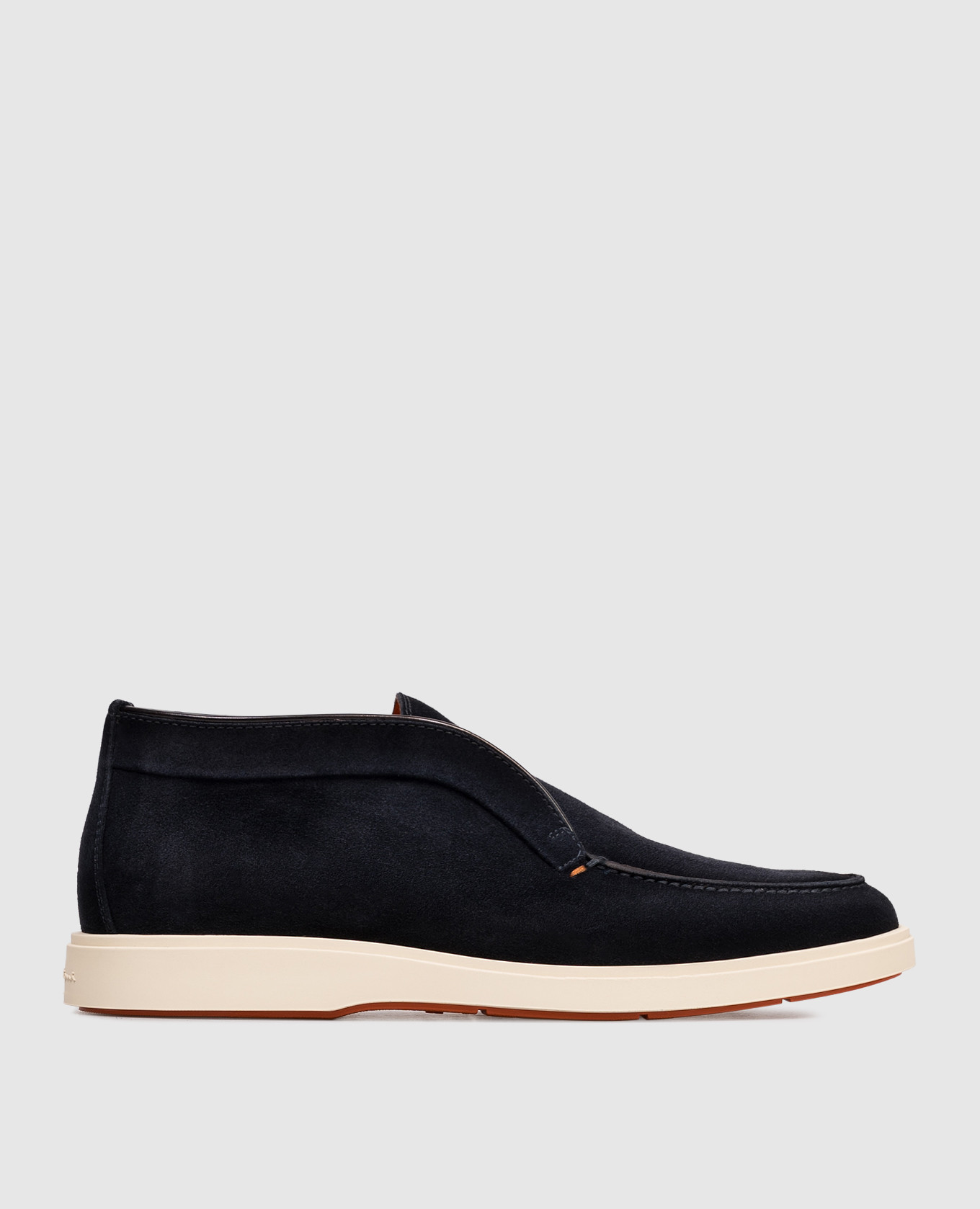 Blue suede deserts with textured logo
