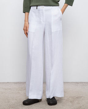 Peserico White linen pants P0405602606