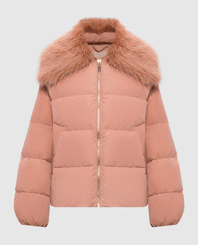 Twinset Pink down jacket with metal logo 262TP2360