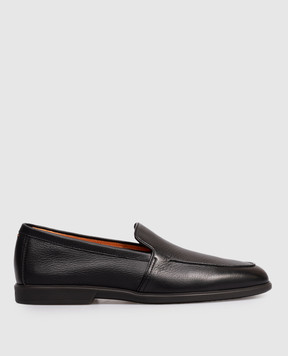 Santoni Black leather loafers with embossed logo MGAR18829SMOSEPR