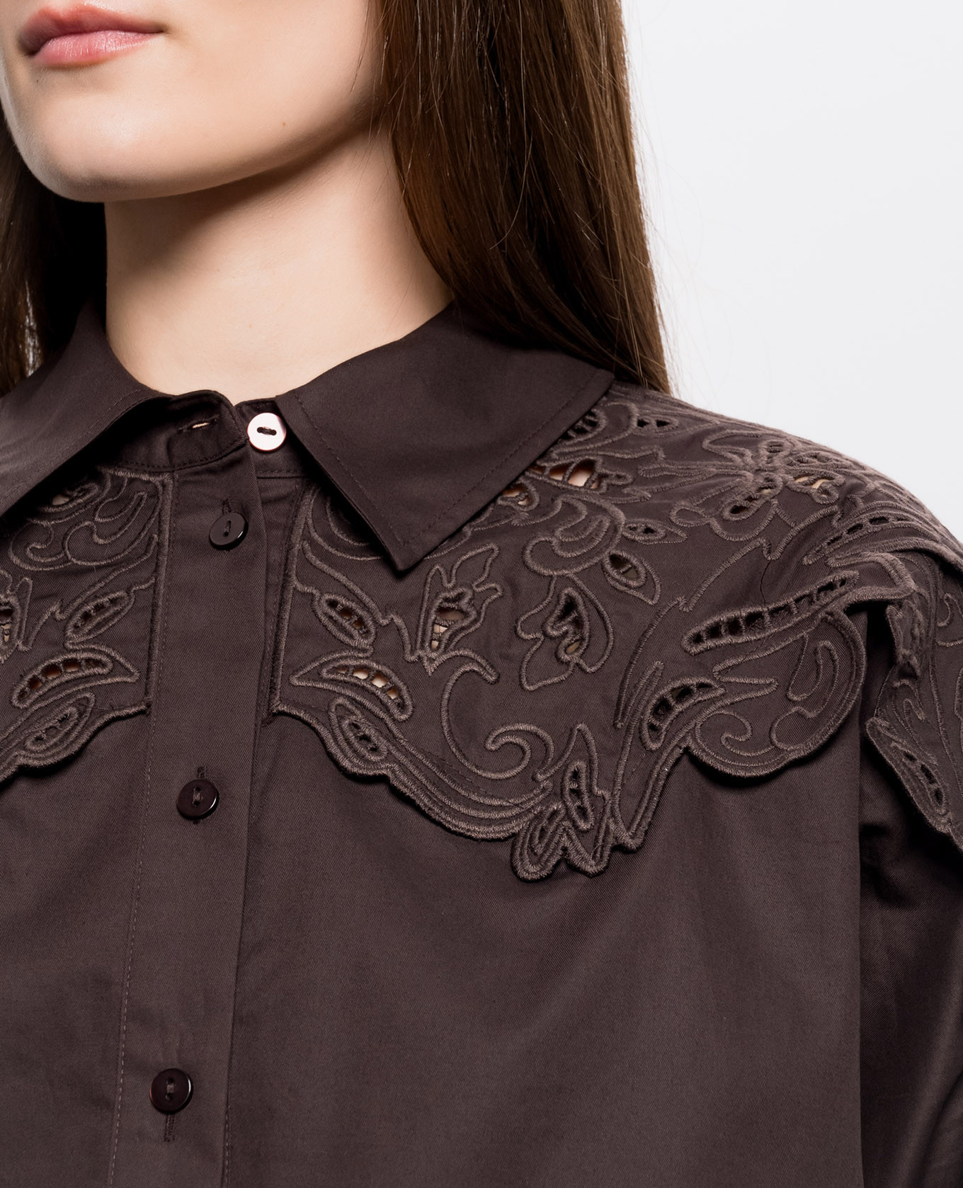 Brown shirt with broderie embroidery Twinset 5