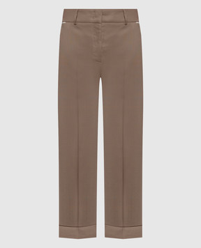 Peserico Brown wool trousers with lapels A0407602584