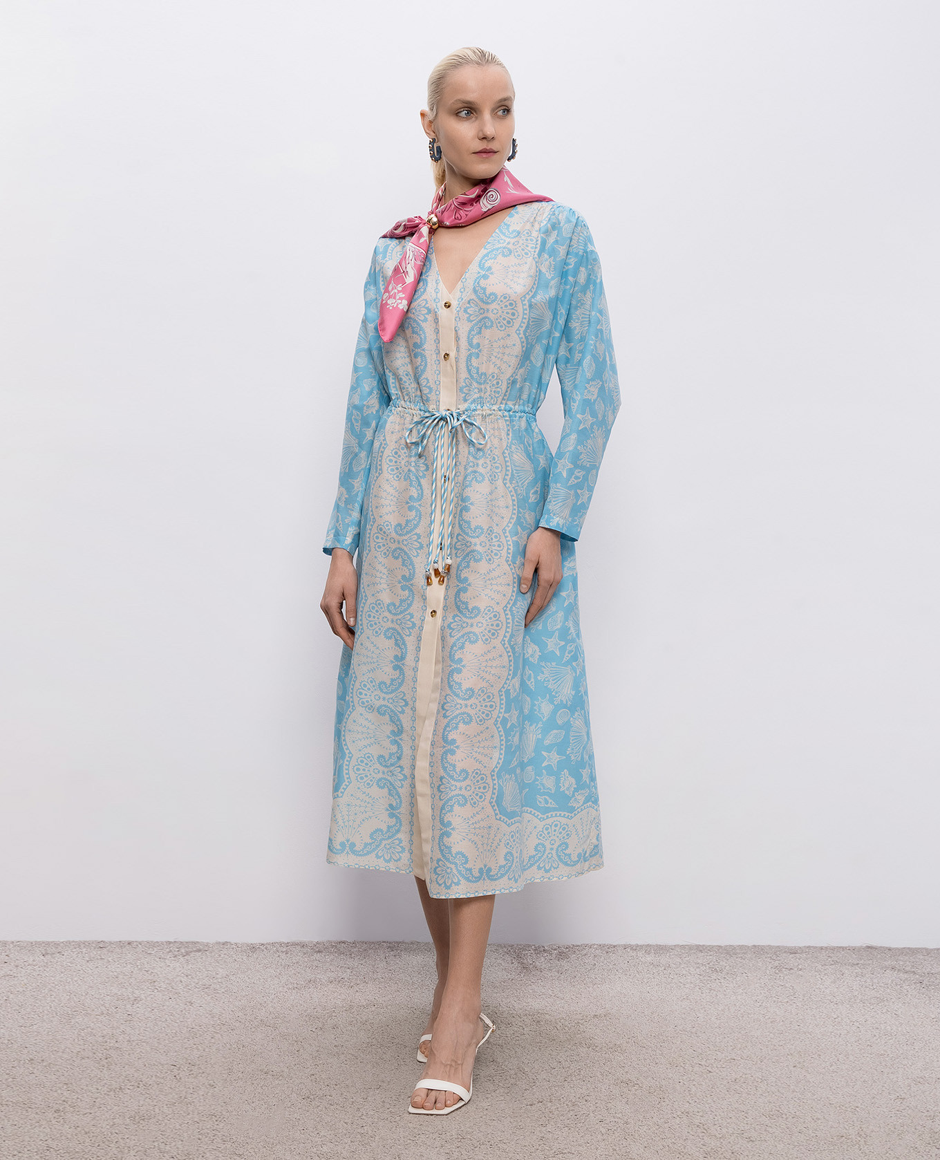 

Camille blue dress with silk MANTERO 1902, Light blue