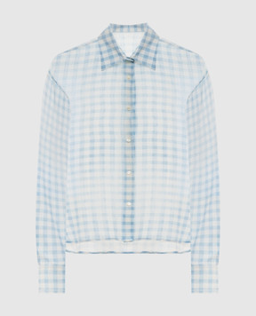 Ermanno Scervino Blue checked silk blouse D482K348WCF