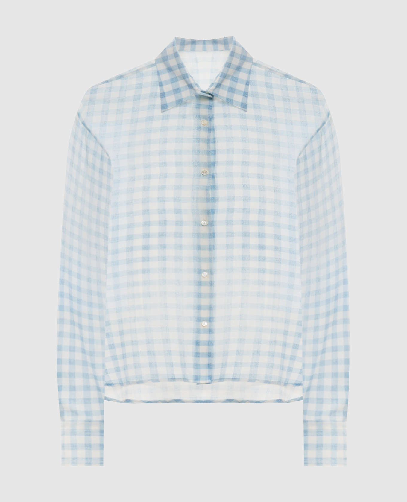 

Blue checked silk blouse Ermanno Scervino, Light blue