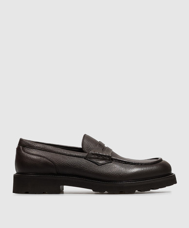 Brown leather loafers