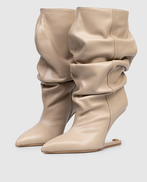 Balmain Beige leather boots GN0TA236LVIT
