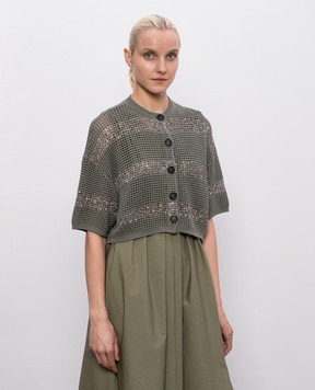 Brunello Cucinelli Green cropped cardigan with sequins M58772826