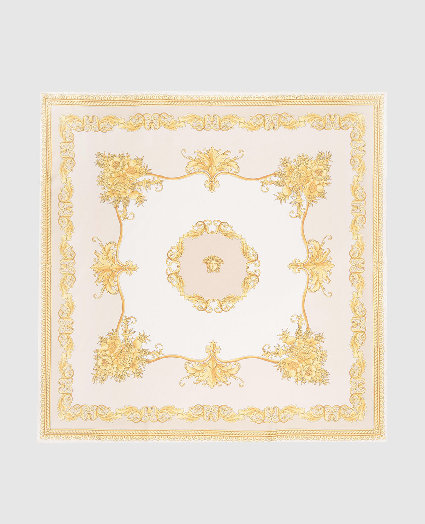 Beige silk scarf New Barocco Versace