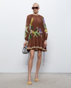 Alemais Alfie brown dress with floral print 6889D
