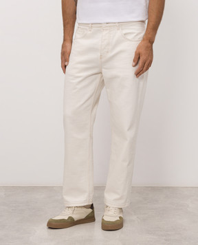 Ami Paris Ivory jeans with logo patch HTR921DE0134