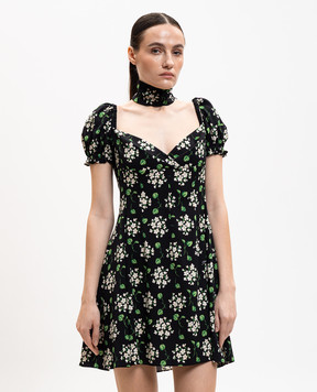 Dolce&Gabbana Black printed silk mini dress F659HTFSA85