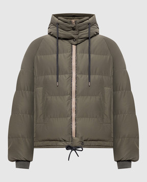 Brunello Cucinelli Khaki down jacket with monil chain MH5257216