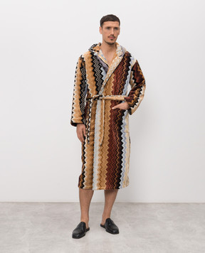Missoni Home Brown terry long robe Giacomo with pattern 1G3AC99708