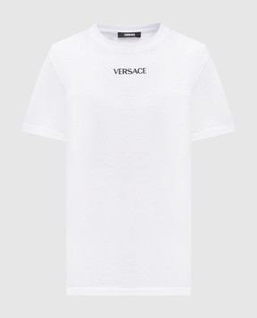Versace White T-shirt with logo embroidery 10139441A16455