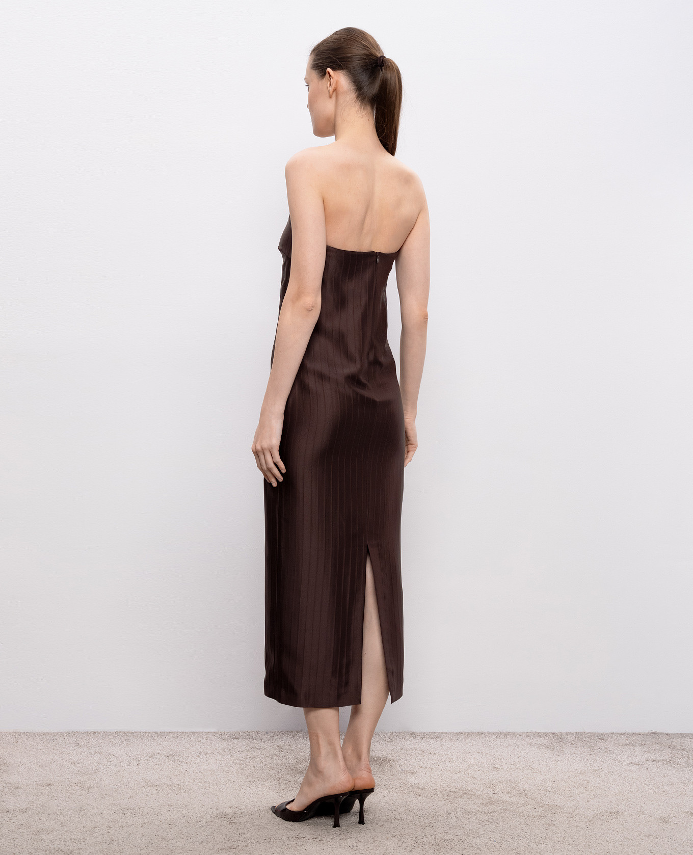 GIULIA brown midi dress with silk Loulou de Saison 3