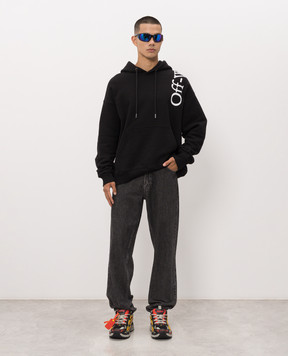 Off-White Black hoodie with contrast logo 44MBB085F26F00O