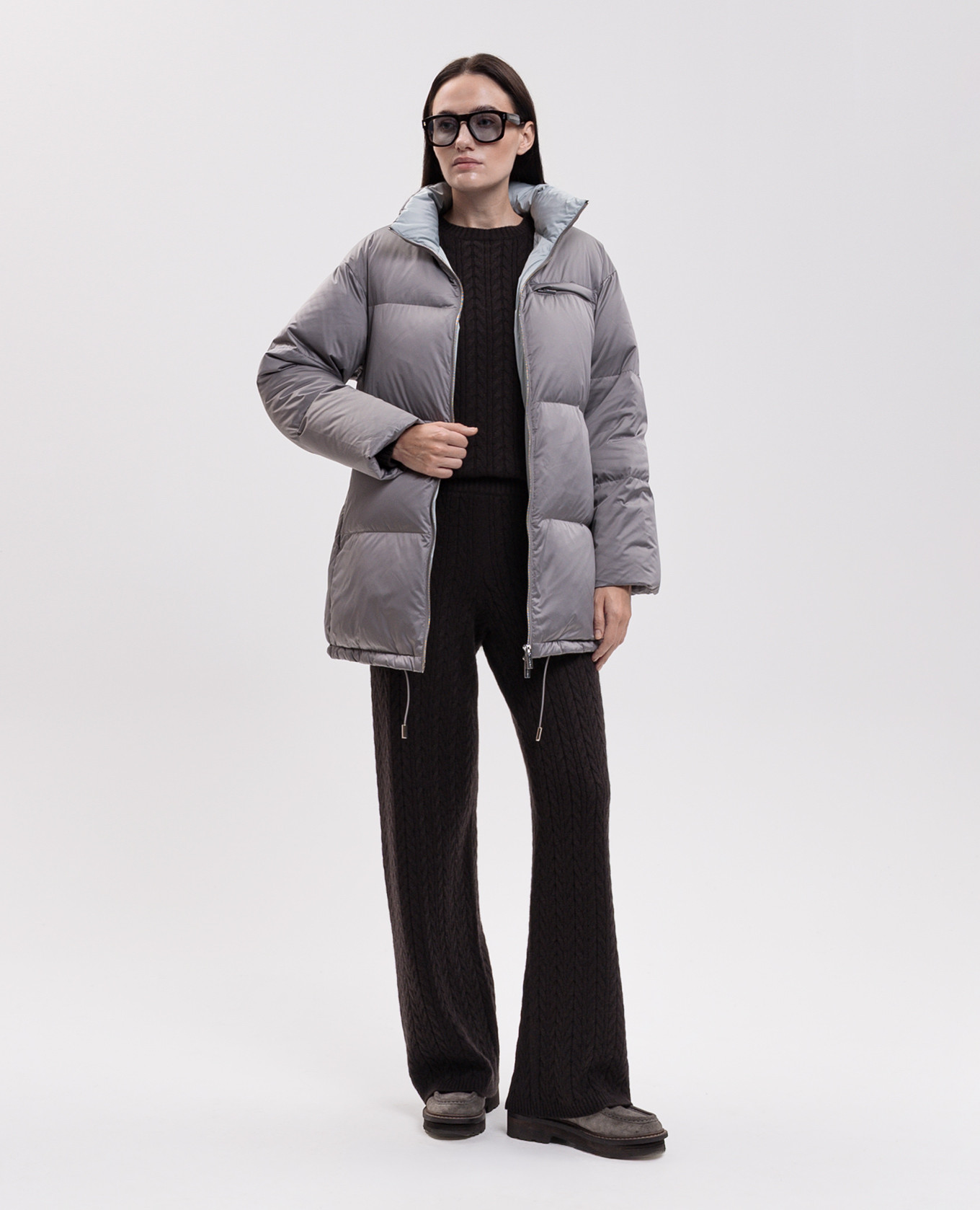 Gray down jacket with embroidered emblem Be Florence 2