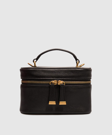 Black leather crossbody bag
