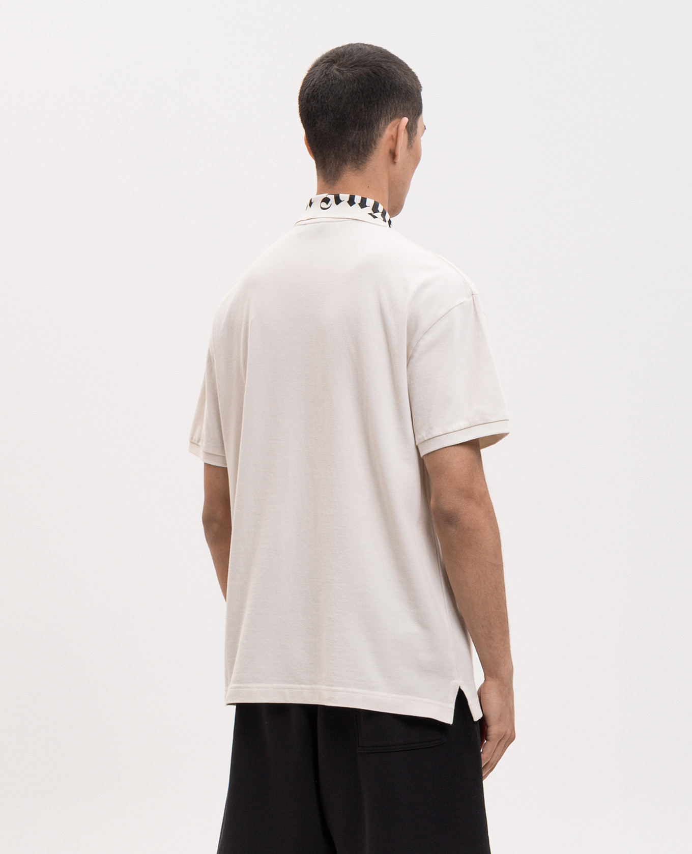 Ivory polo shirt with logo print Palm Angels 4