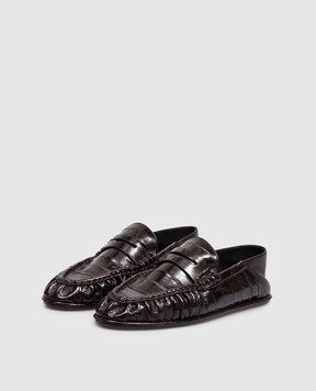Saint Laurent Cassandre dark brown glossy leather loafers A004150WXAG