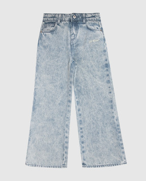 Off-White Children's blue jeans with logo print 44GYB001S26D001