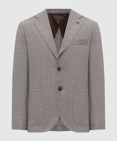 Gray wool jacket with a pattern