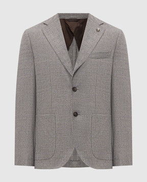 Peserico Gray wool jacket with a pattern R5103502732