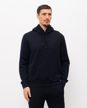 ISAIA Blue hoodie with silk MFRE38J0372
