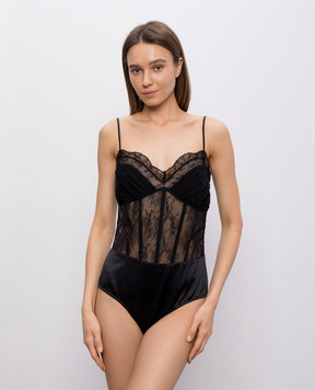 Simkhai Black silk bodysuit with lace 2268020LE