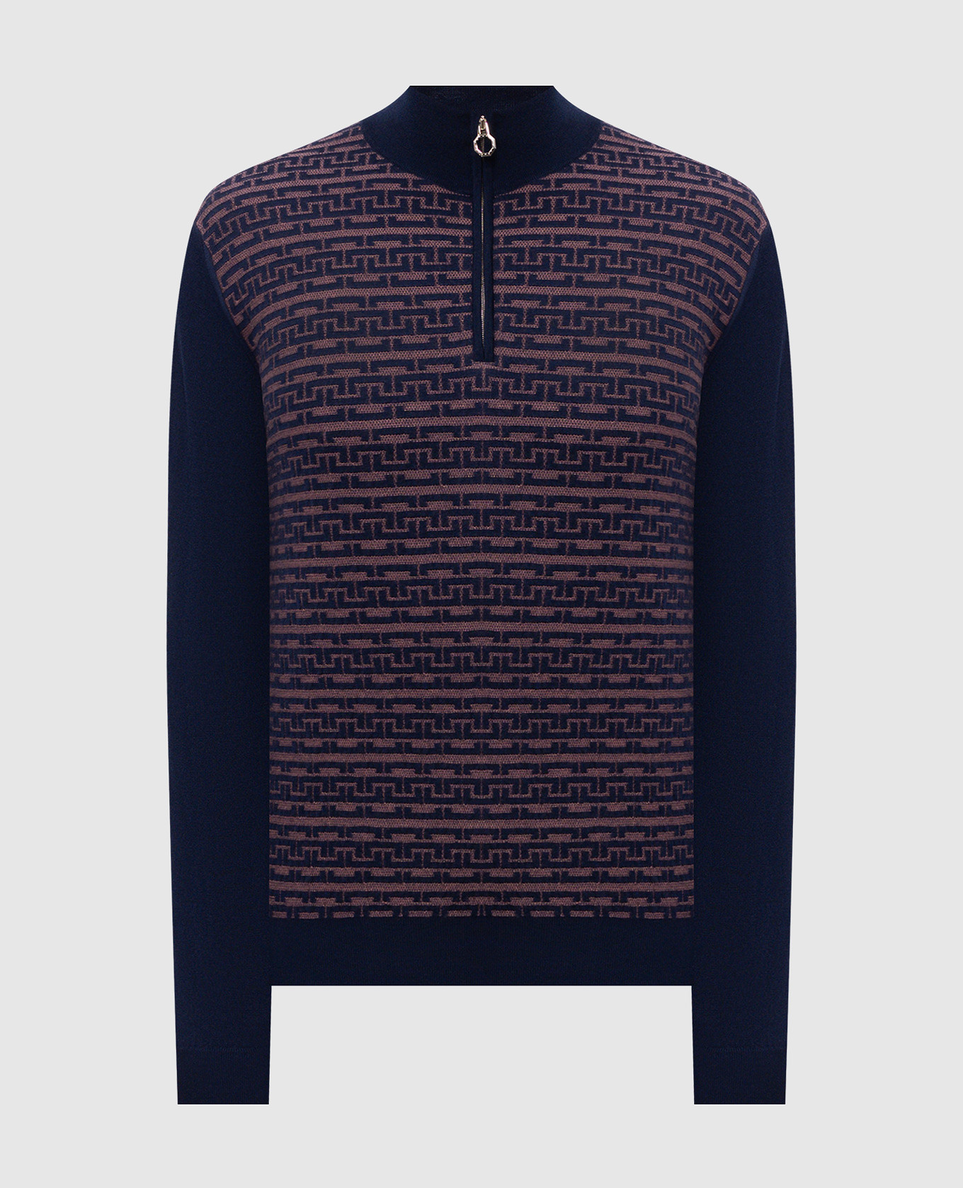 Blue wool, cashmere and silk polo shirt