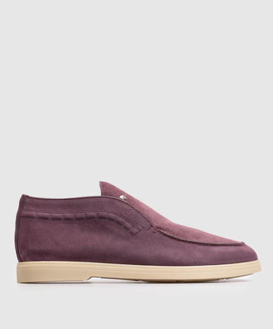 Purple suede deserts with emblem