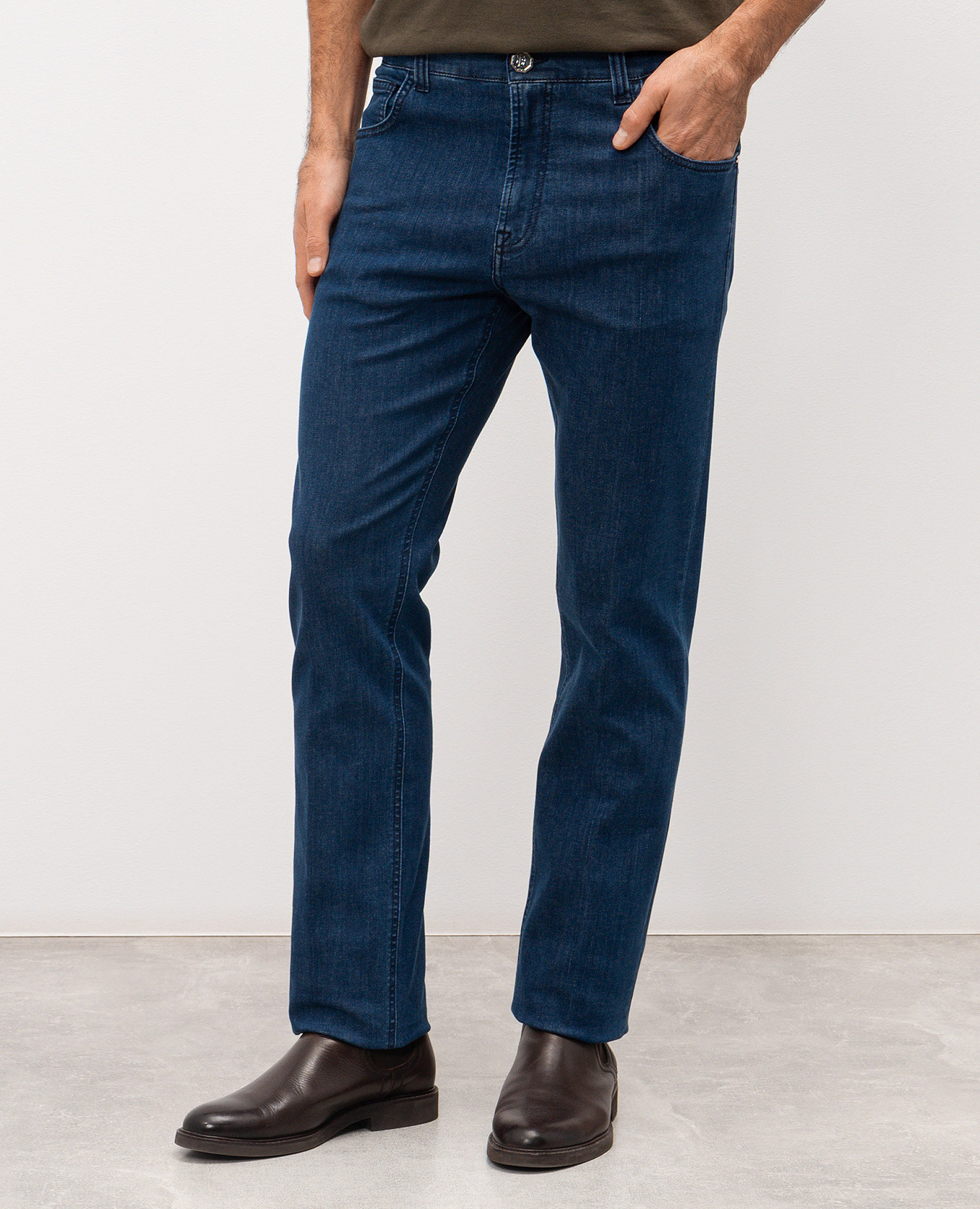 

Blue jeans with logo patch Stefano Ricci