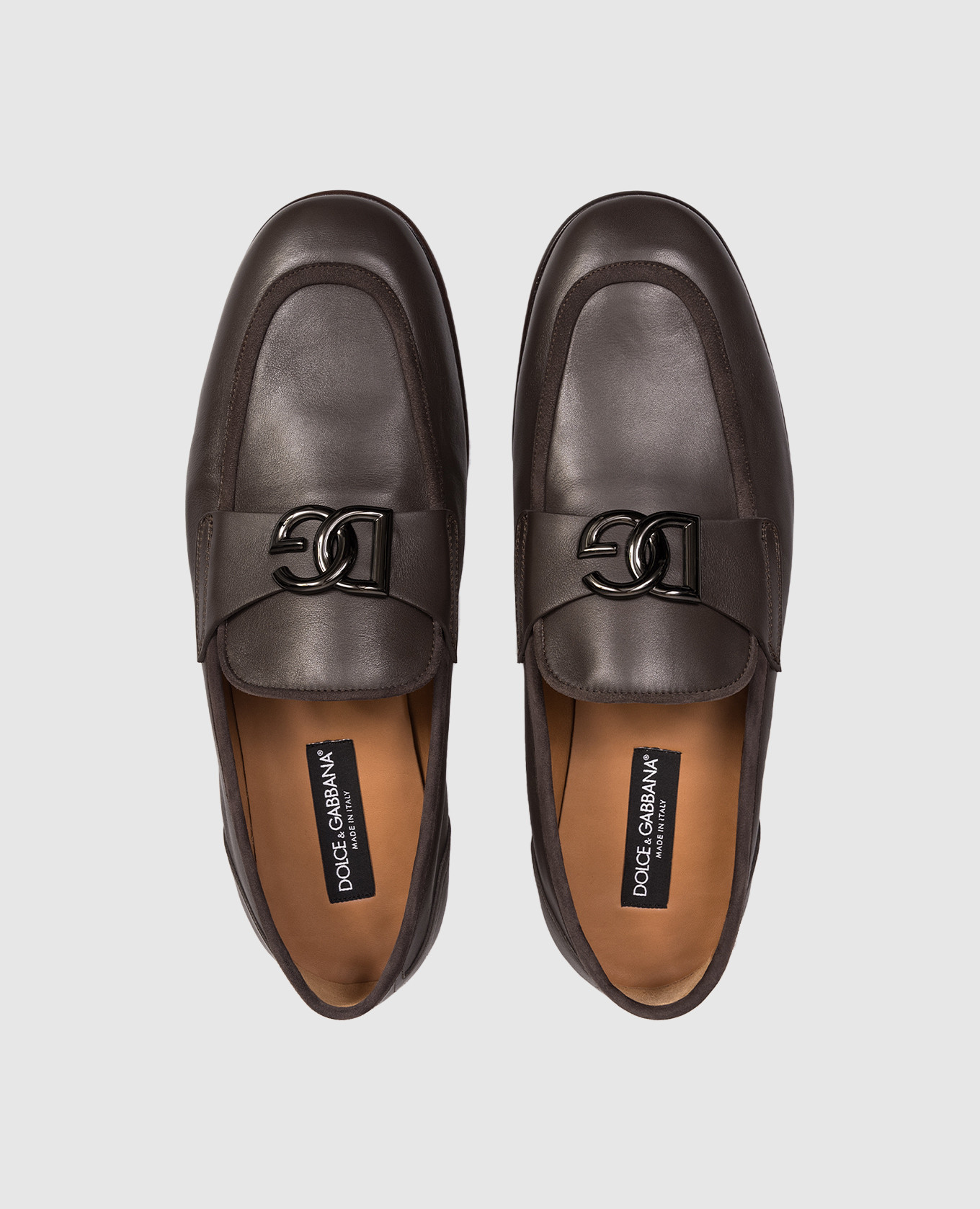 Brown leather loafers with DG logo monogram Dolce&Gabbana 4