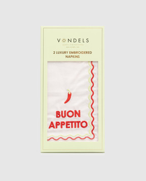 Vondels Set of white serving napkins BUON APPETITO with linen 1250000450025